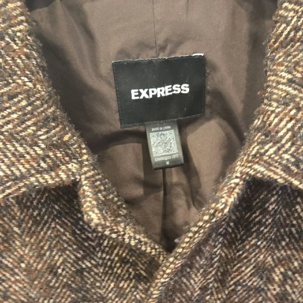 Express Men's Brown Tweed Military Jacket